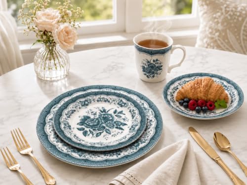 Royal 24 Piece Porcelain Dinnerware Set for 6 (24 / VICTORIA Green)