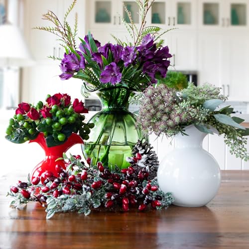 Hibiscus Glass Dark Green Medium Fluted Vase (Medium / Dark Green)