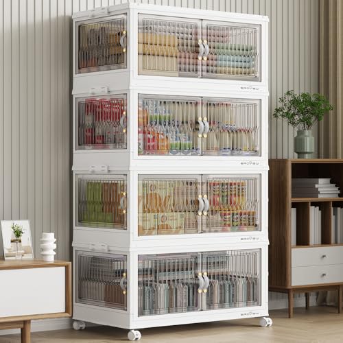 480Qt Stackable Storage Bins with 4 Lids (White / 120Qt-4Pack)