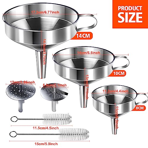 Stainless Steel Funnel (3PCS Large Funnel Set)