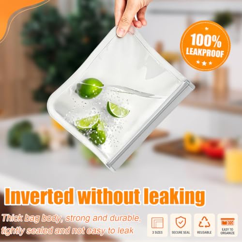 Reusable Silicone Food Storage Bags (Gray (4 Snack + 4 Medium + 4 Extra Large))