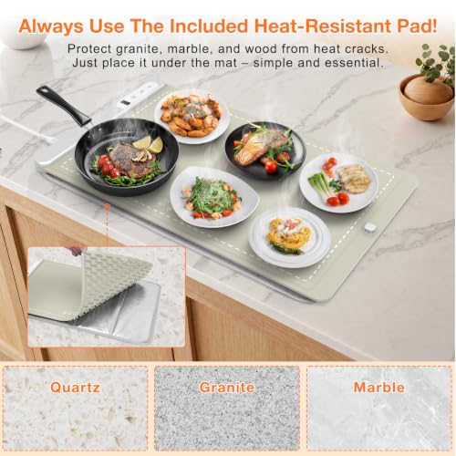 Warming Mat for Food 24"x15" (X Large Size: 24"x15" / Khaki)