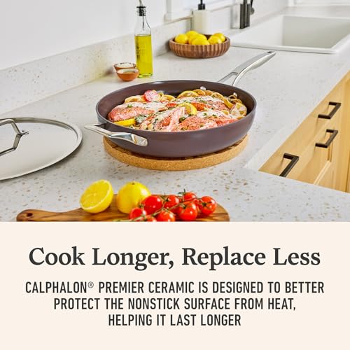 Premier Ceramic Nonstick 12 inch Frying Pan with Lid (12" Fry Pan with Lid / Fond)