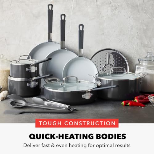 X Bobby Flay 16 Piece Ceramic Nonstick Cookware Set (16 Piece Cookware Set / Graphite)