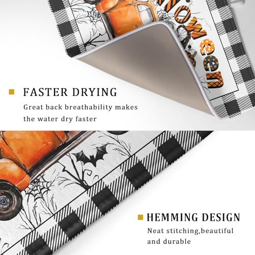 Halloween Truck Dish Drying Mat Orange Absorbent Microfiber Coffee Pad (Halloween Truck Orange / 24" x 18")