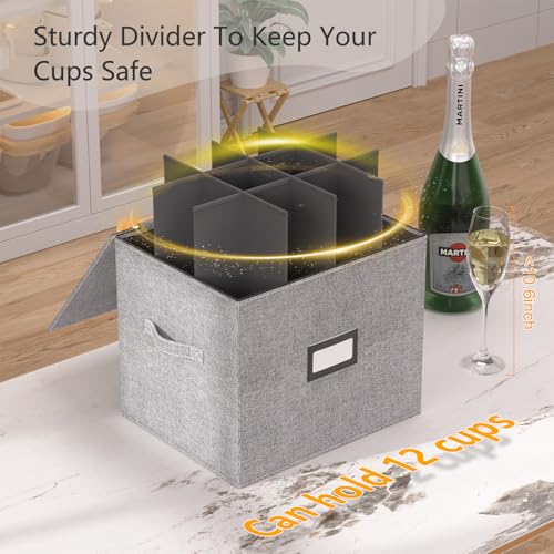 Champagne Flute Storage Box with Dividers (2 Pack-Champagne Flute Storage Box)