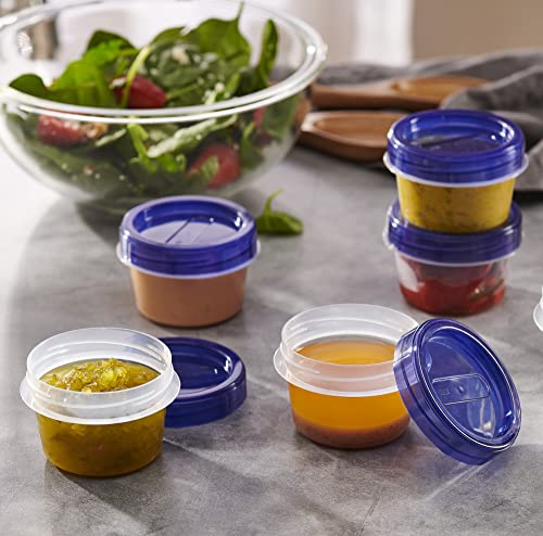6 Pack Twist Cap Food Storage Containers with Blue Screw on Lid (4 OUNCE)