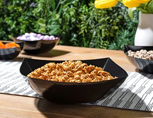 4 Pack Disposable Black Plastic Serving Bowls Square Party Candy Use 64oz (64 OUNCE / Black)