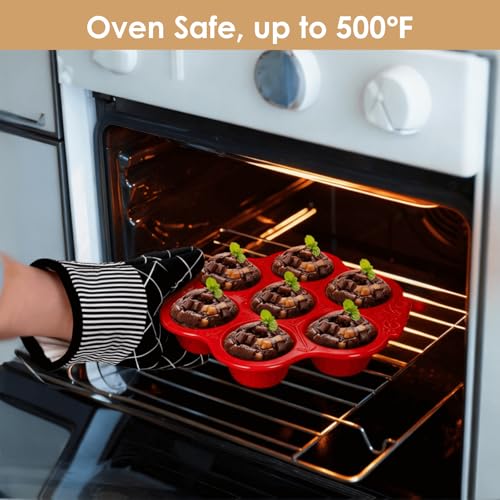 2 Pack Red Ceramic Muffin Pans (Red)