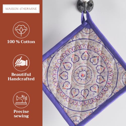 Pot Holders 100% Cotton Potholders (090 - Mandala / 8" x 8" (Pot Holder Pack of 1))