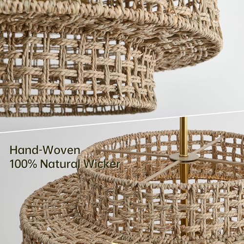 17.7" Rattan Chandelier for Dining Room (Gold / 17.7" 4-Light)