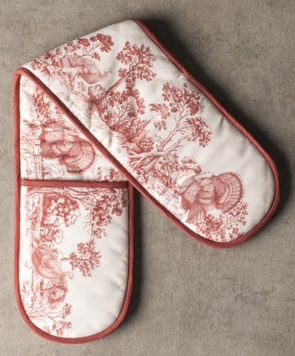 Double Oven Mitts 100% Cotton Double Oven Glove (119 - Holy Jouy - Red / 7" x 35" (Double Oven Mitt))