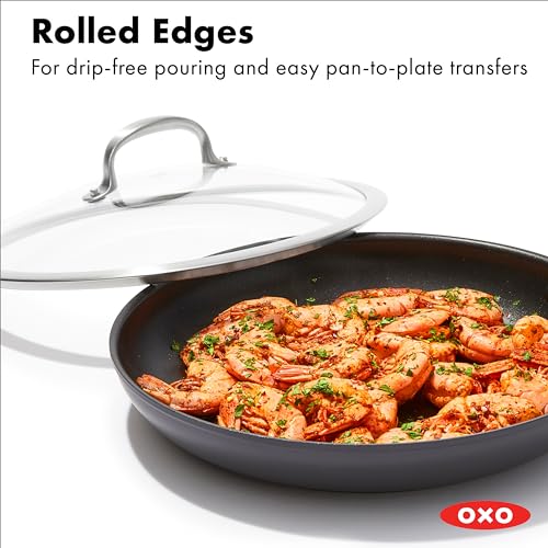 Enhanced 12” Nonstick Frying Pan Skillet with Lid (12" Frying Pan with Lid / Black)