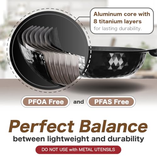 Diamond X Premium Non Stick Wok Pan with Lid (Black Wok Pan + Lid)