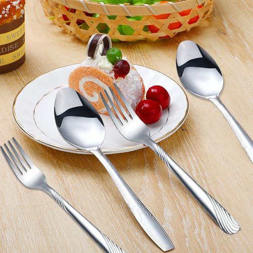 200 Pieces Forks and Spoons Silverware Set Stainless Steel Dinner