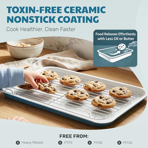 Nonstick Bakeware Set 6 Pc Stackable (Blue / Gray)