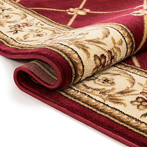 Patrician Trellis Red French European Formal Traditional 5X7 (5'3" x 7'3" (Rectangular) / Red)