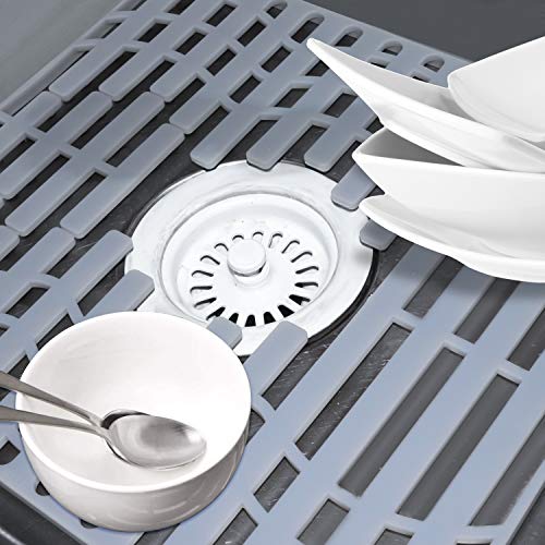 Sink Mat Sink Protectors for Kitchen Sink Skid Resistance PVC Free Silicone Sink Mat (12.8" x 11.3")