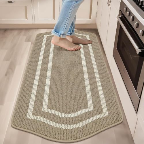 Kitchen Rugs and Mats 24"x59" Non Slip Kitchen Mats for Floor (Beige / 24"x 59 ")