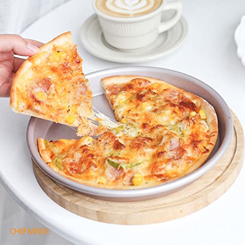 Pizza Pan, 8-Inch Non-Stick Pancake Bakeware for Oven Baking (Champagne Gold)