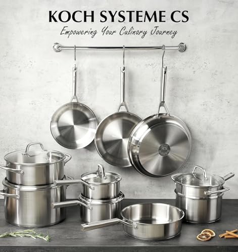 Stainless Steel Cookware Set 17 Piece with 5 Layer Base (Silver / 17 Pcs)