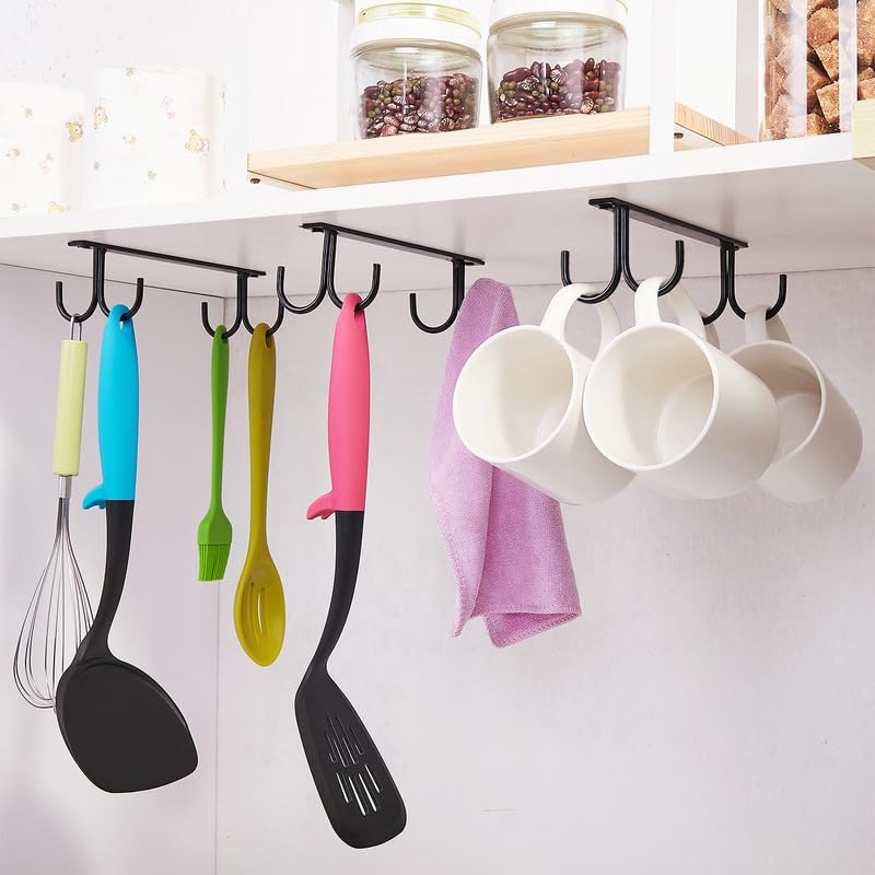 Mug Rack Under Cabinet (Black / 2 Pack)