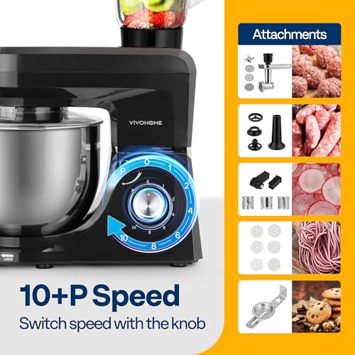 6-in-1 Stand Mixer, 8.5-Quart Tilt-Head Mixer, 10 Speeds, Black (6-in-1 / Black)