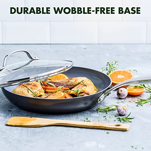 Valencia Pro 10" Ceramic Nonstick Frying Pan with Lid (10" Frying Pan Skillet with Lid / Gray)