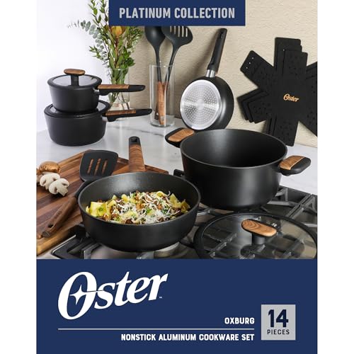 Platinum Oxburg 14 Piece Forged Aluminum PFA Free Non (Black w/ Wood / 14-Piece Cookware Set)
