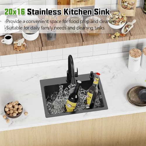 Black 20x16 In Kitchen And Bar Sink (20x16 Black)