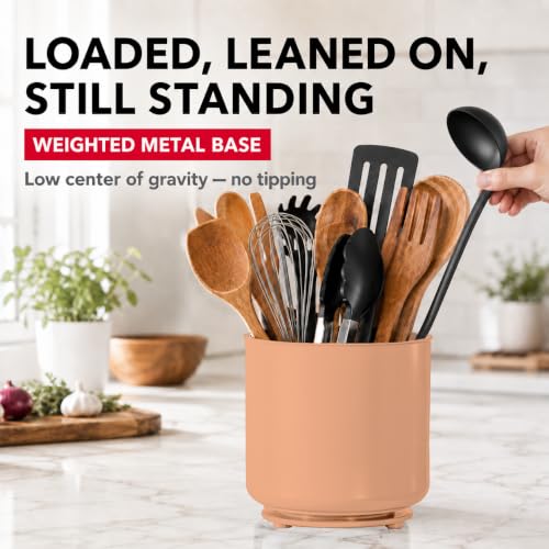 Plastic Extra Large Peach Countertop Utensil Holder Kitchen Caddy (Himalayan Salt)