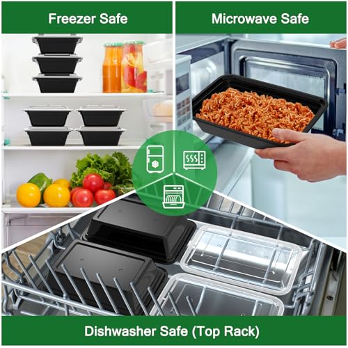 50 Pack (100-Piece) 38 oz Meal Prep Containers Reusable with Lids (38 oz)