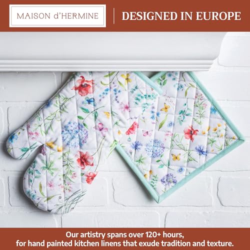 100% Cotton Oven Mitt & Pot Holder Set (031 - Just Floral / 7.5" x 13" & 8" x 8" (Oven Mitt & Pot Holder))
