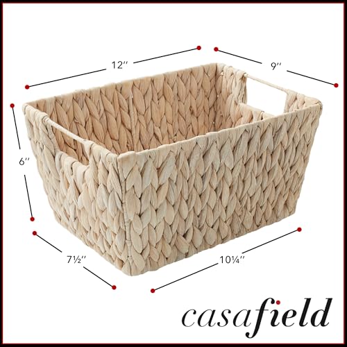 Set of 4 Water Hyacinth Storage Baskets with Handles (Whitewash - Hyacinth)