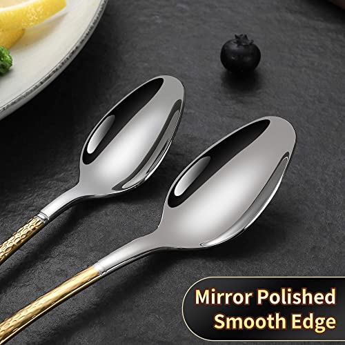 Hammered Silver Gold Silverware Set (Silver Gold / 30 Pieces Set)