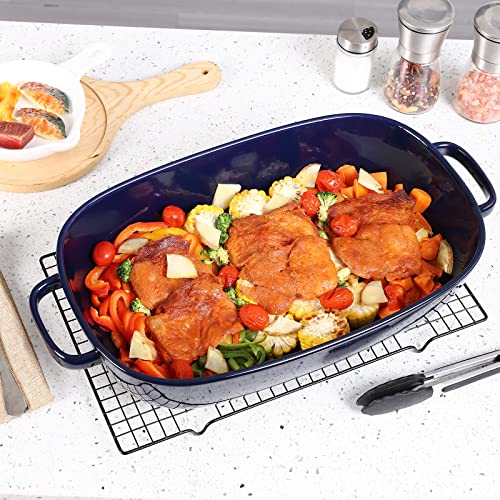 6 Quart Large Rectangular Baking Dish (6 quart Blue)