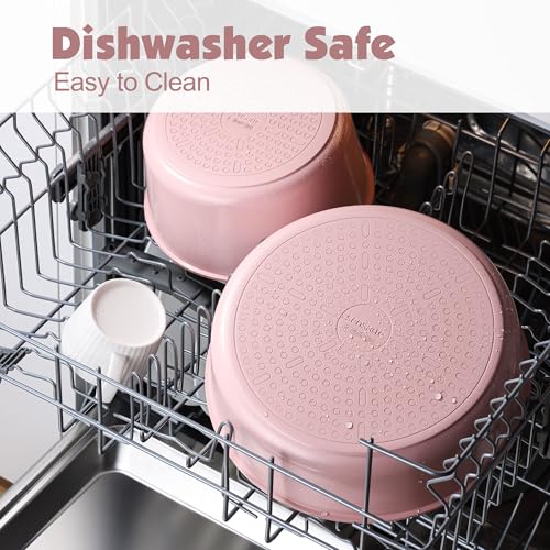 24 Piece Ceramic Detachable Handle Pots and Pans Set Pink (Pink / 24 Piece)
