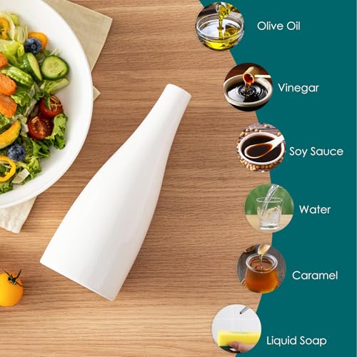 16 Oz Ceramic Olive Oil Dispenser Bottle (16 Ounces / White)