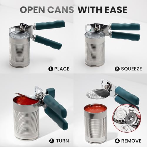 Manual Can Opener Heavy Duty Patented Stainless Steel (Green / Comfy Grip)