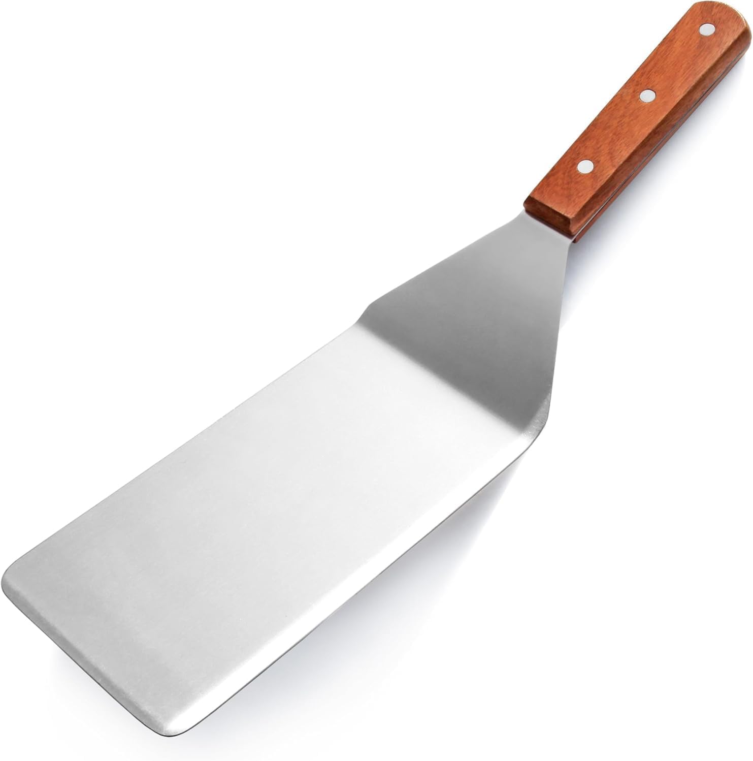 New Star Foodservice 36350 Wood Handle Extra Large Grill Turner/Spatula with Cutting Edge and 4-Inch Wide Blade, 16-Inch - HomeSpice