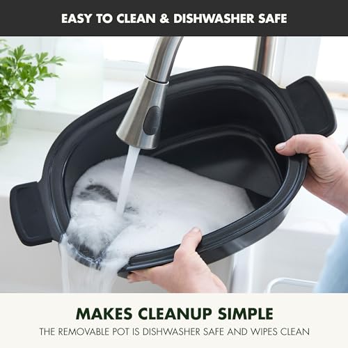 Elite 8-in-1 Programmable 6QT Electric Slow Cooker, Dishwasher Safe Lid & Removable Crock, PFAS-Free Healthy Ceramic Nonstick Multi-Cooker, Sear, Sauté, Brown, Steam Basket, Roast, Gold (6 Quarts / Gold)