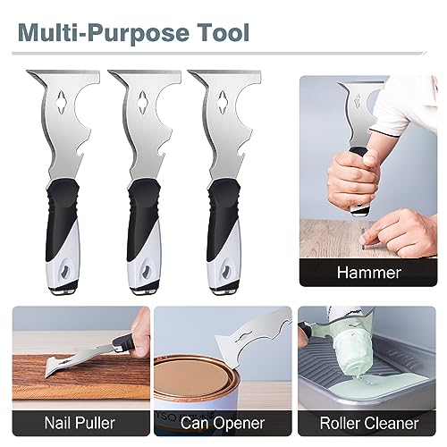 2 Pack 3" Bent Paint Scraper & 10 (10 in 1 and 3" Bent Putty Knife)