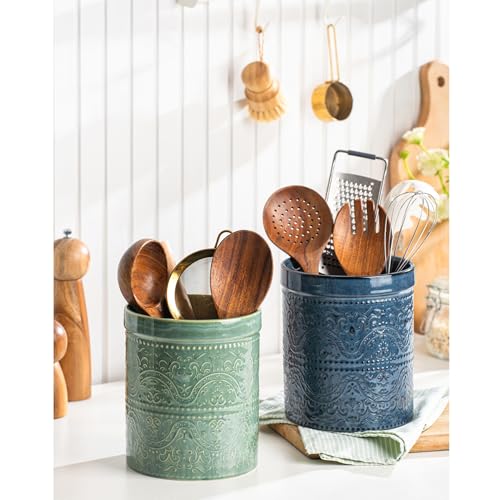 Kitchen Utensil Holder (Reactive Blue (Lace Emboss))