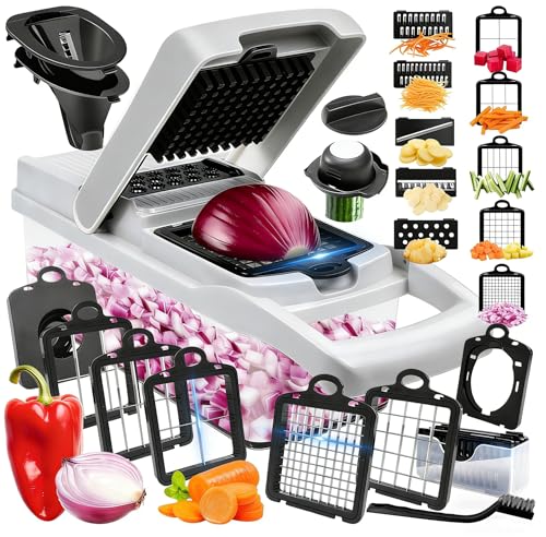 Multi 23-in-1 Pro Vegetable Chopper & Mandoline Slicer, 10 Blade-in-1 (10 Blades / White)