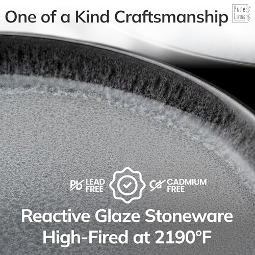 24 Piece Stoneware Dinnerware Set for 6 (Dark / Dark Gray / Set for 6 (24pcs))