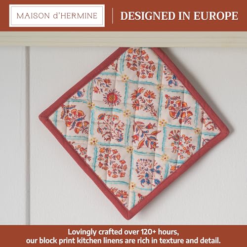 Pot Holders 100% Cotton Potholders (025 - Romane / 8" x 8" (Pot Holder Pack of 1))