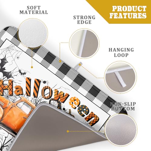 Halloween Truck Dish Drying Mat Orange Absorbent Microfiber Coffee Pad (Halloween Truck Orange / 24" x 18")