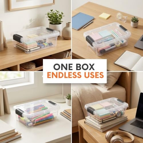 Clear Storage Boxes with Lids (2.3 Quart)