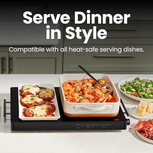 Electric Warming Tray with Adjustable Temperature Control (Black)