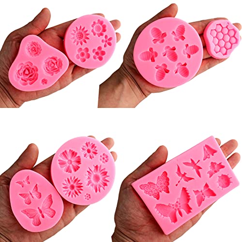 Silicone Mold Flower 8pcs Chocolate Fondant Polymer Clay Candy Gummy Mold (Flower)